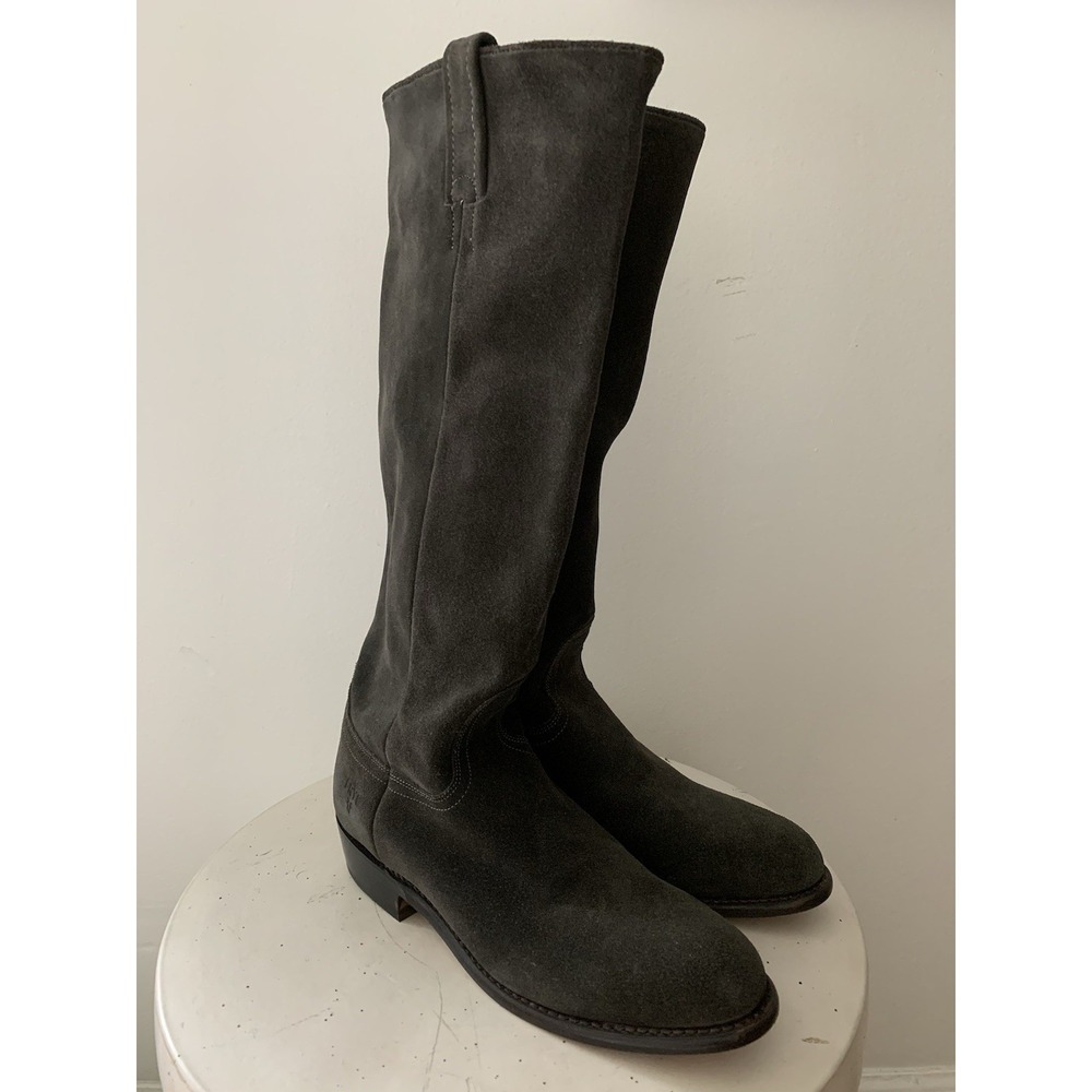 Frye Bari Slouchy Boot 7.5 B Dark Gray Suede Leather Tall Americana Heritage